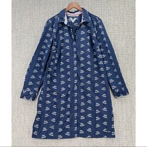 Tommy Hilfiger Blue Trench Coat with Sailboat Design